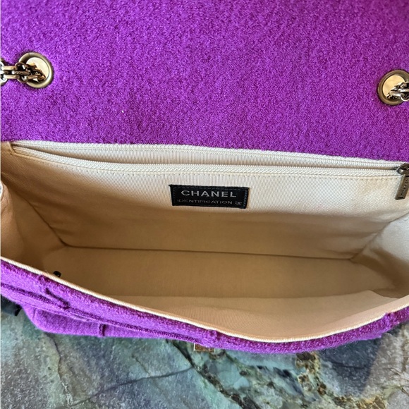 Chanel 2.55 wool shoulder & crossbody bag | Very good condition | Purple, Wool - Picture 7 of 9